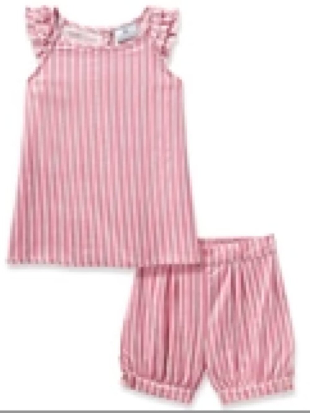 Petite Plume Girls' Pink Striped Sleeveless Pajama Set with Ruffle Straps